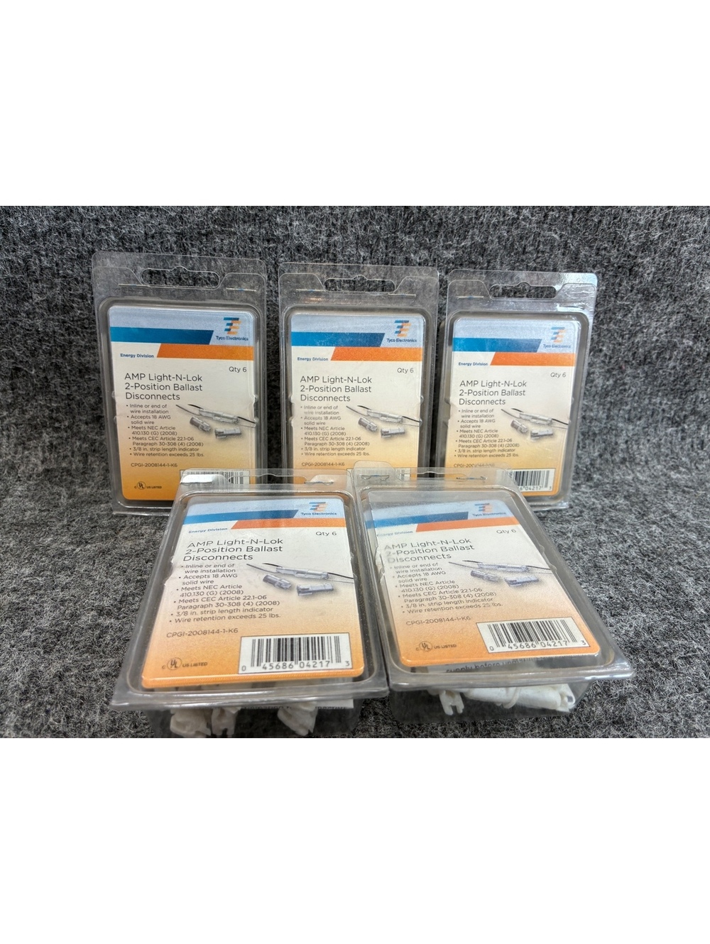 Tyco Electronics AMP Light-N-Lok 2-Position Ballast Disconnects 5 packs 30 total